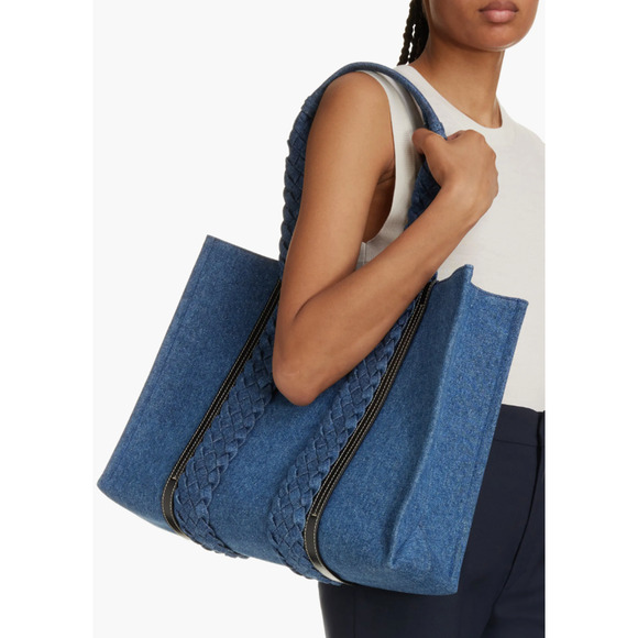 $2K BRAND NEW CHLOE LARGE WOODY DENIM SUMMER TOTE BAG NWT AUTHENTIC - Picture 3 of 16